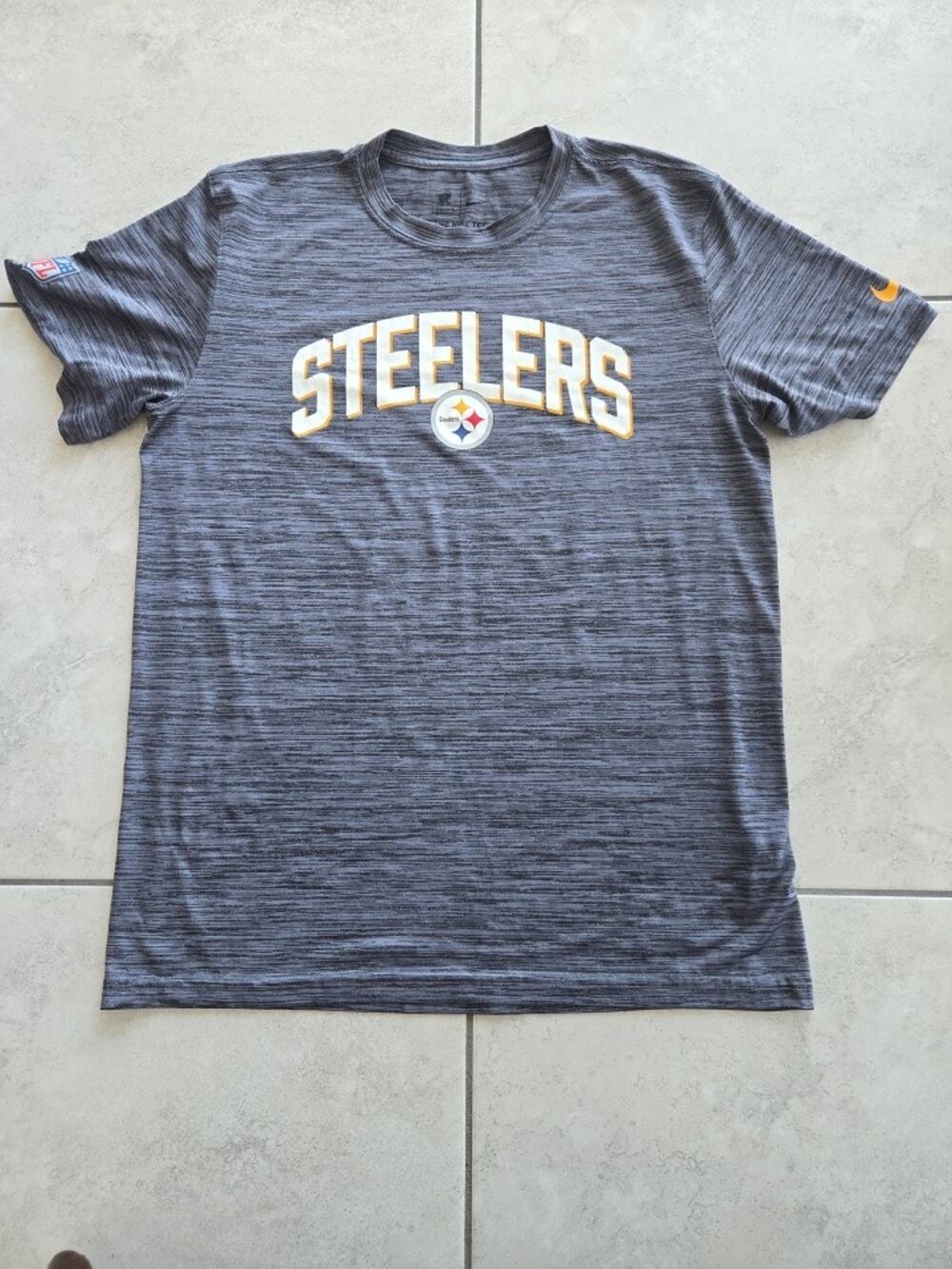 Nike Dri-FIT Pittsburgh Steelers Grey Space Dye T-Shirt Mens Medium
